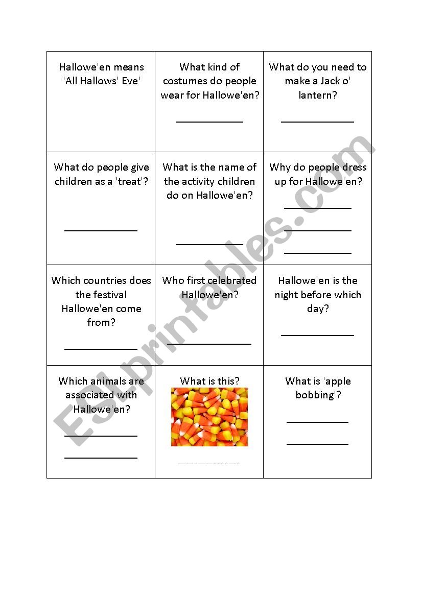 Halloween classquiz worksheet