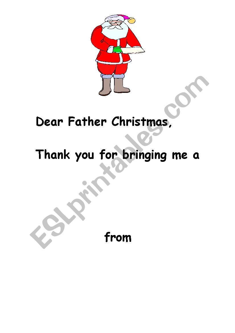 Thank you letter to Father Christmas