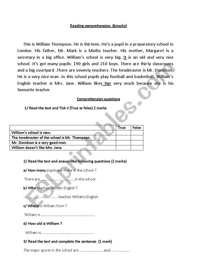 test for basic education worksheet