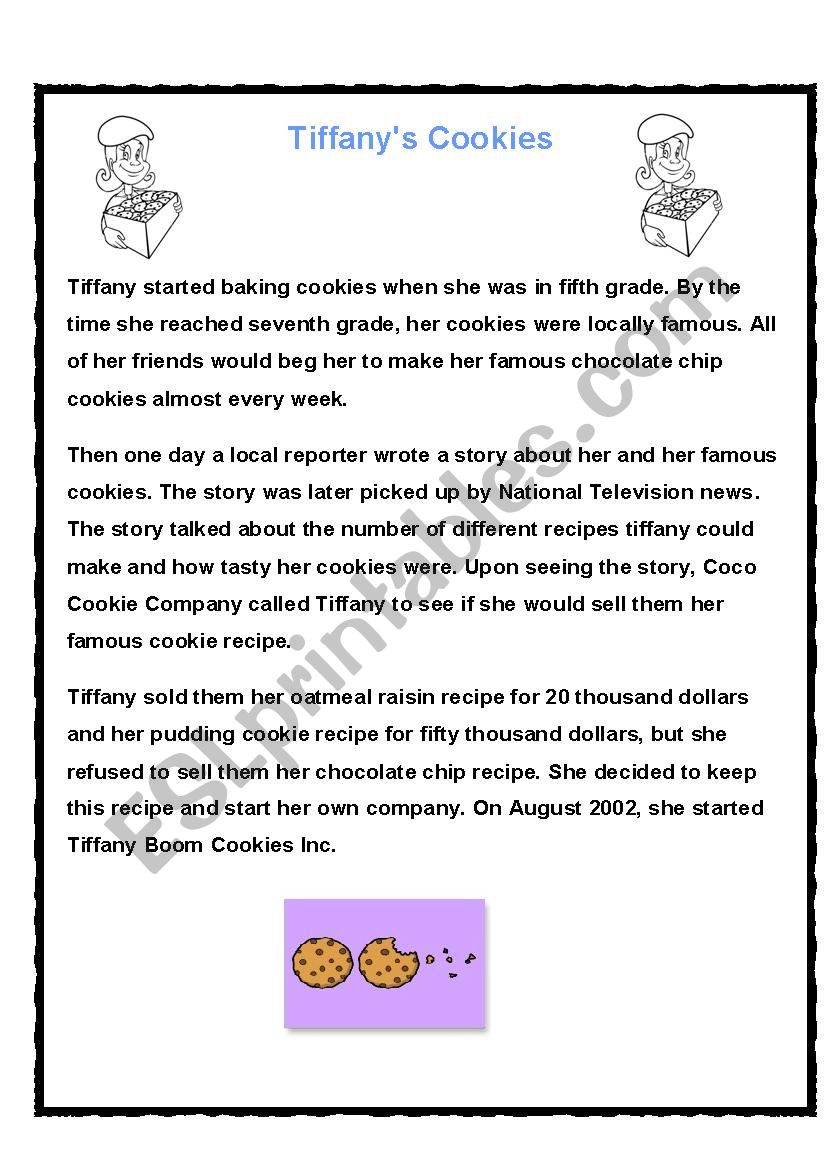 Tiffany Cookies worksheet