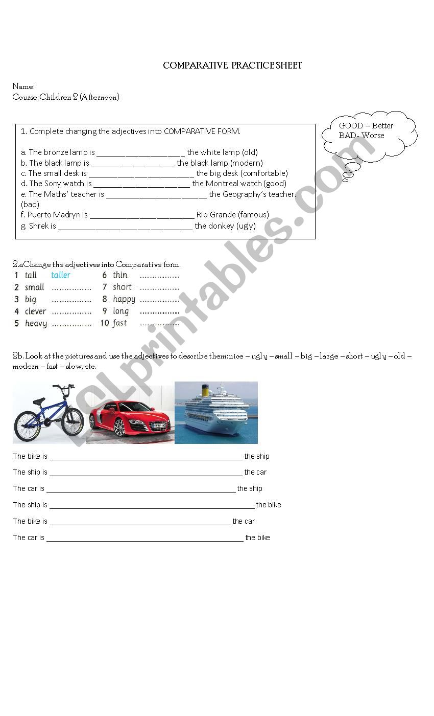 Comparative Practice  worksheet