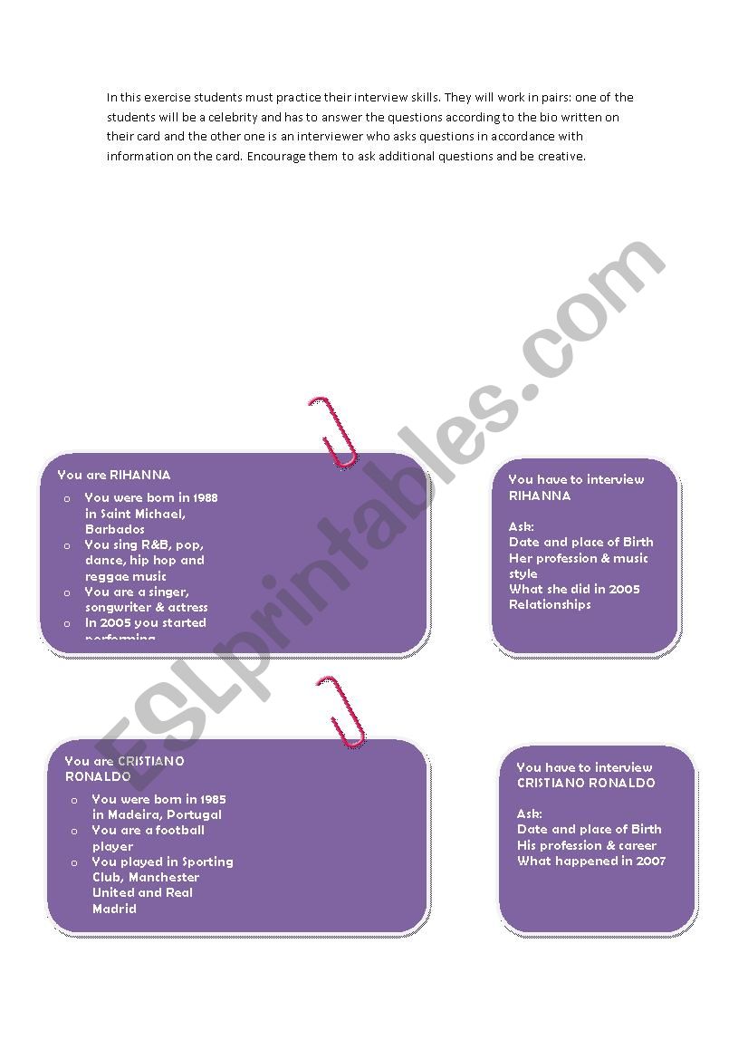 Famous People worksheet