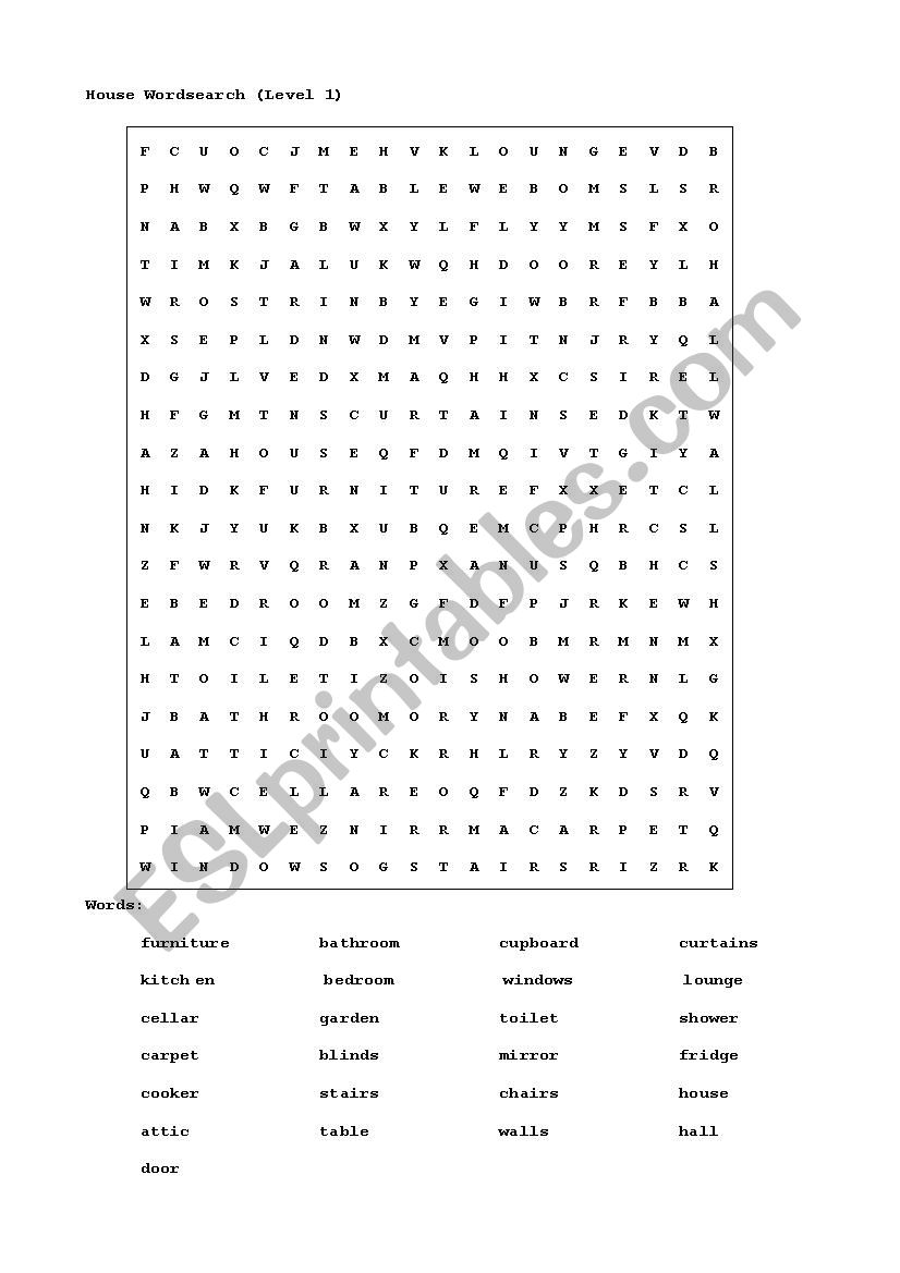 wordsearch worksheet