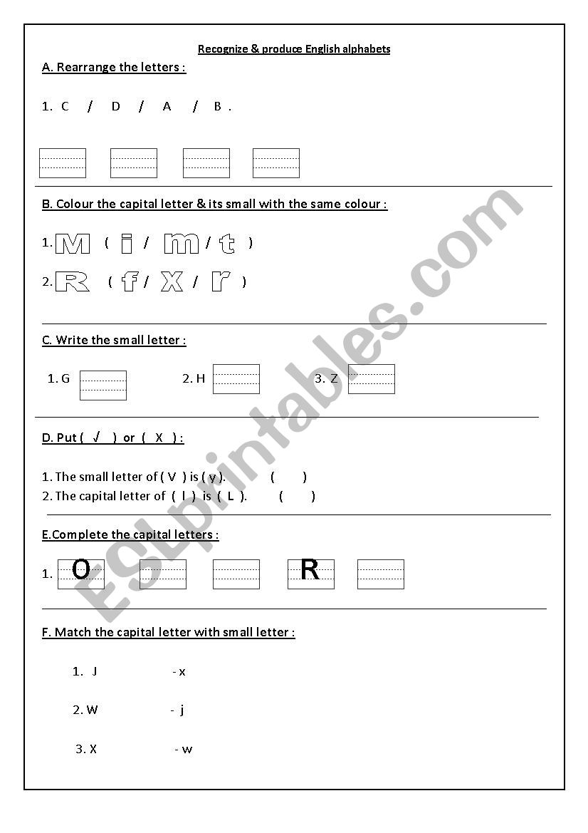 letters worksheet