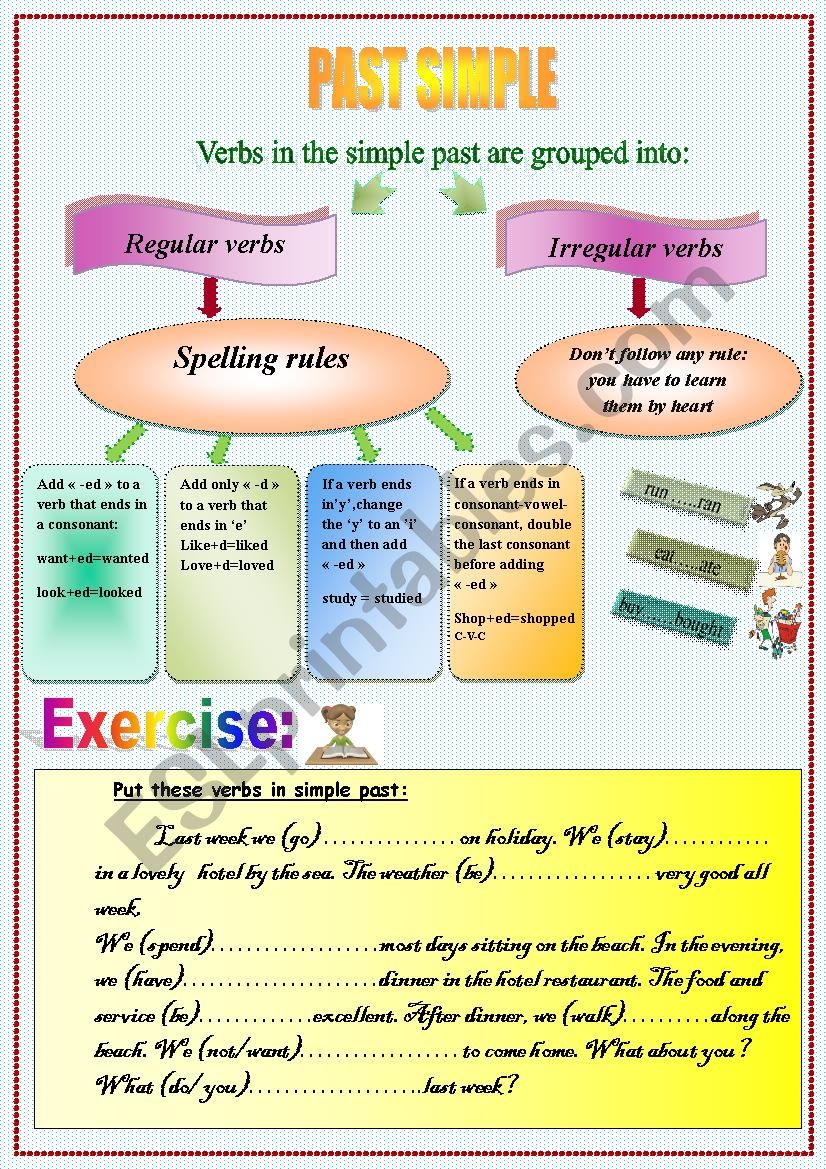 Past Simple regular irregular Verbs ESL Worksheet By Ghaza