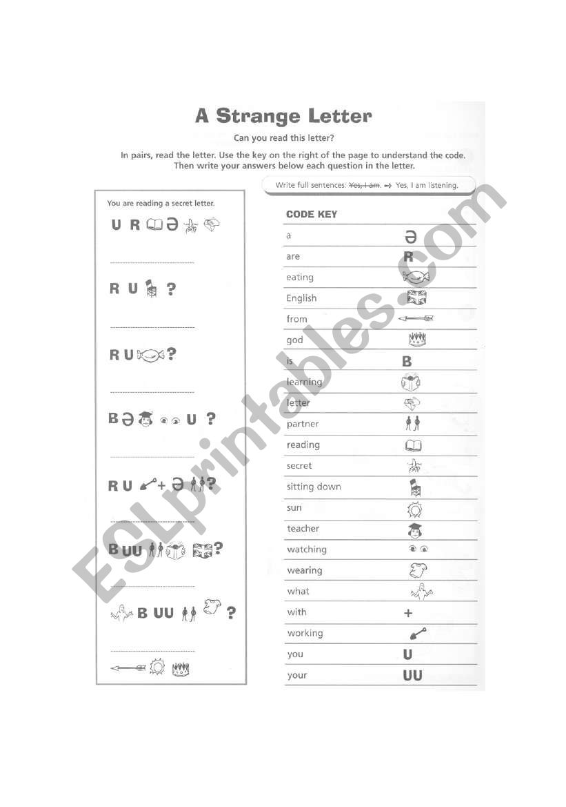 strange letter worksheet