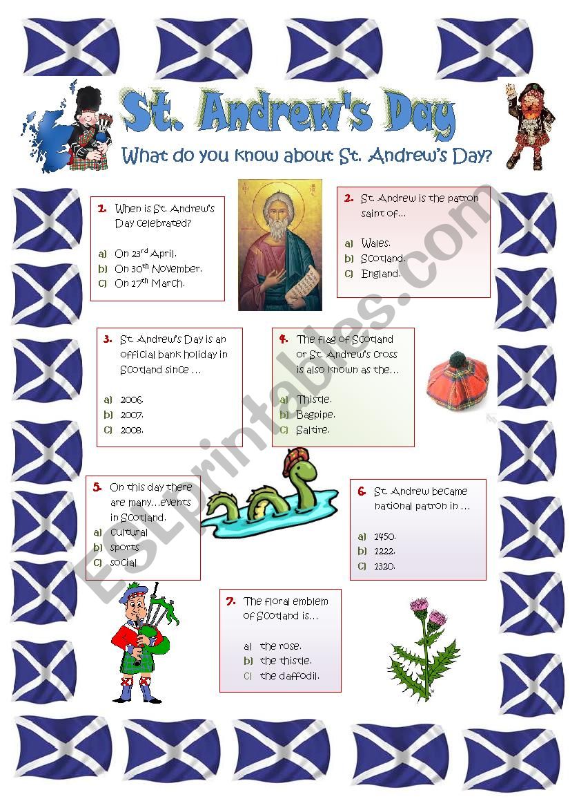 ST ANDREW S DAY 30th NOVEMBER ESL Worksheet By Ticas