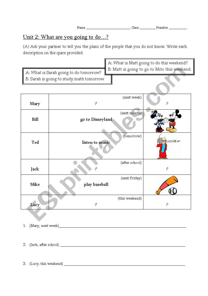 What are you going to do? worksheet