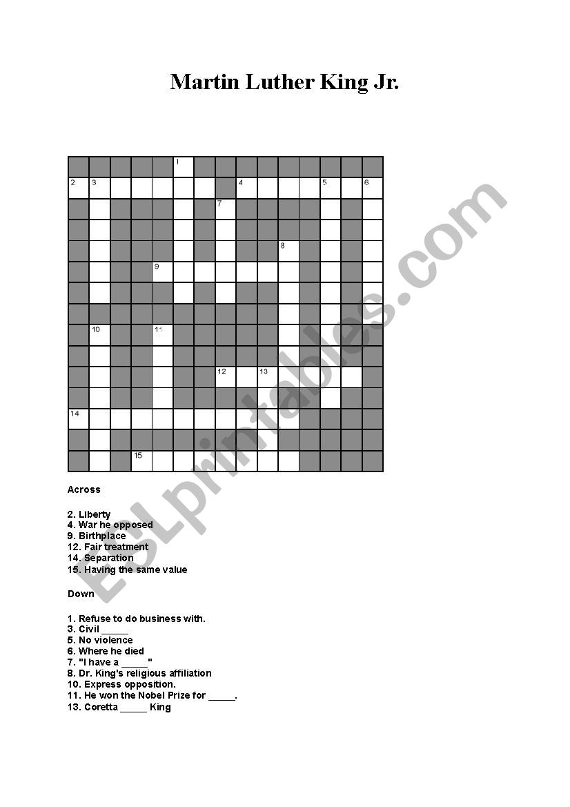 martin-luther-king-crossword-esl-worksheet-by-smaoui