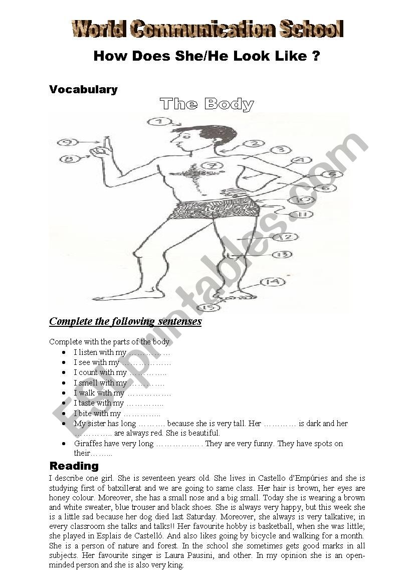 description worksheet