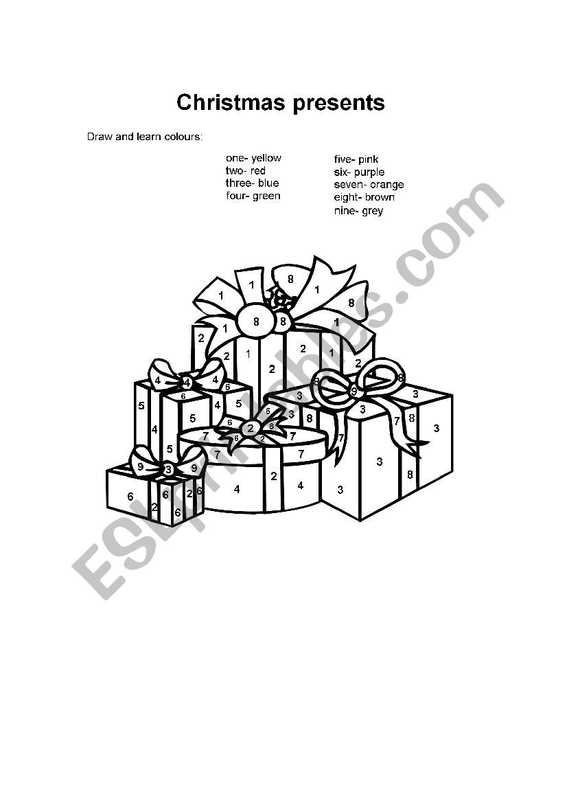 Christmas presents worksheet