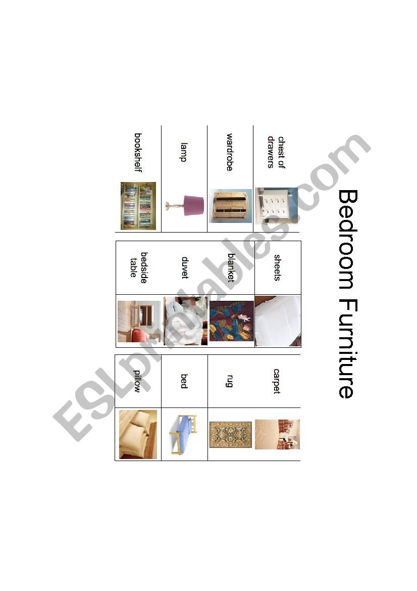 Bedroom Picture Dictionary worksheet