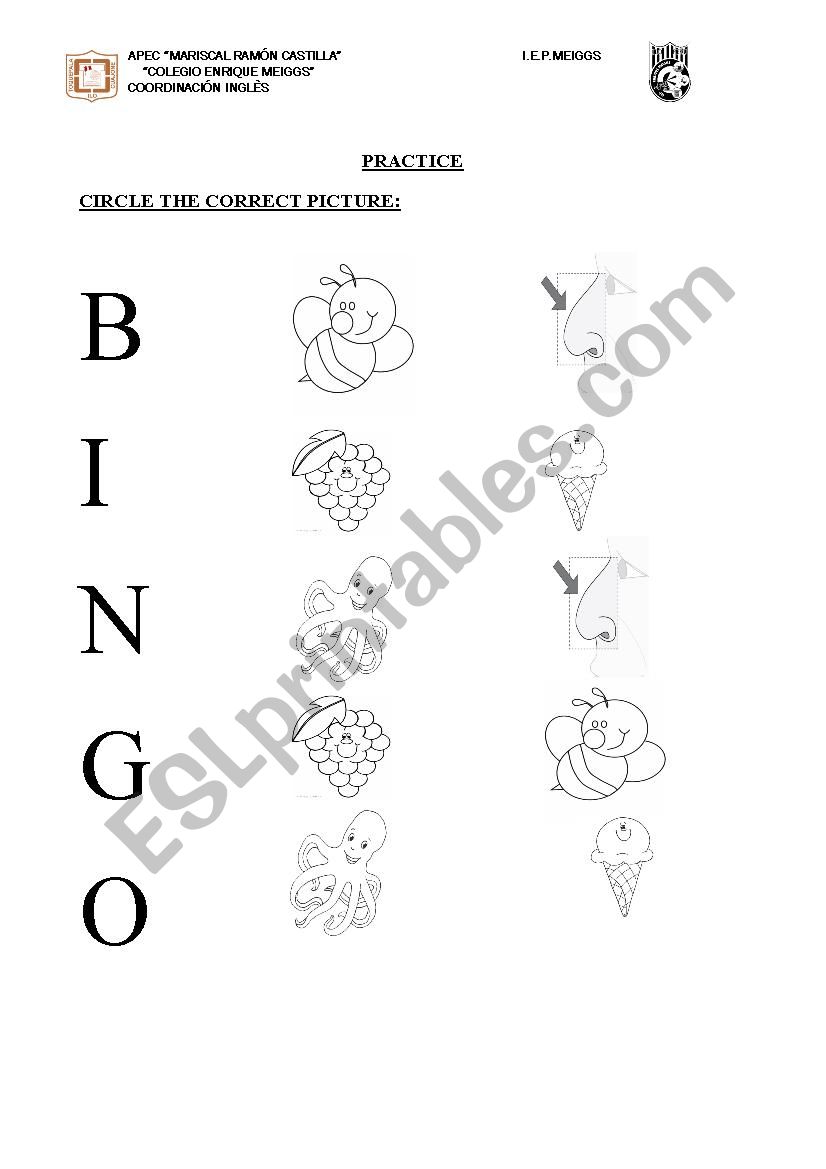 Bingo letters worksheet