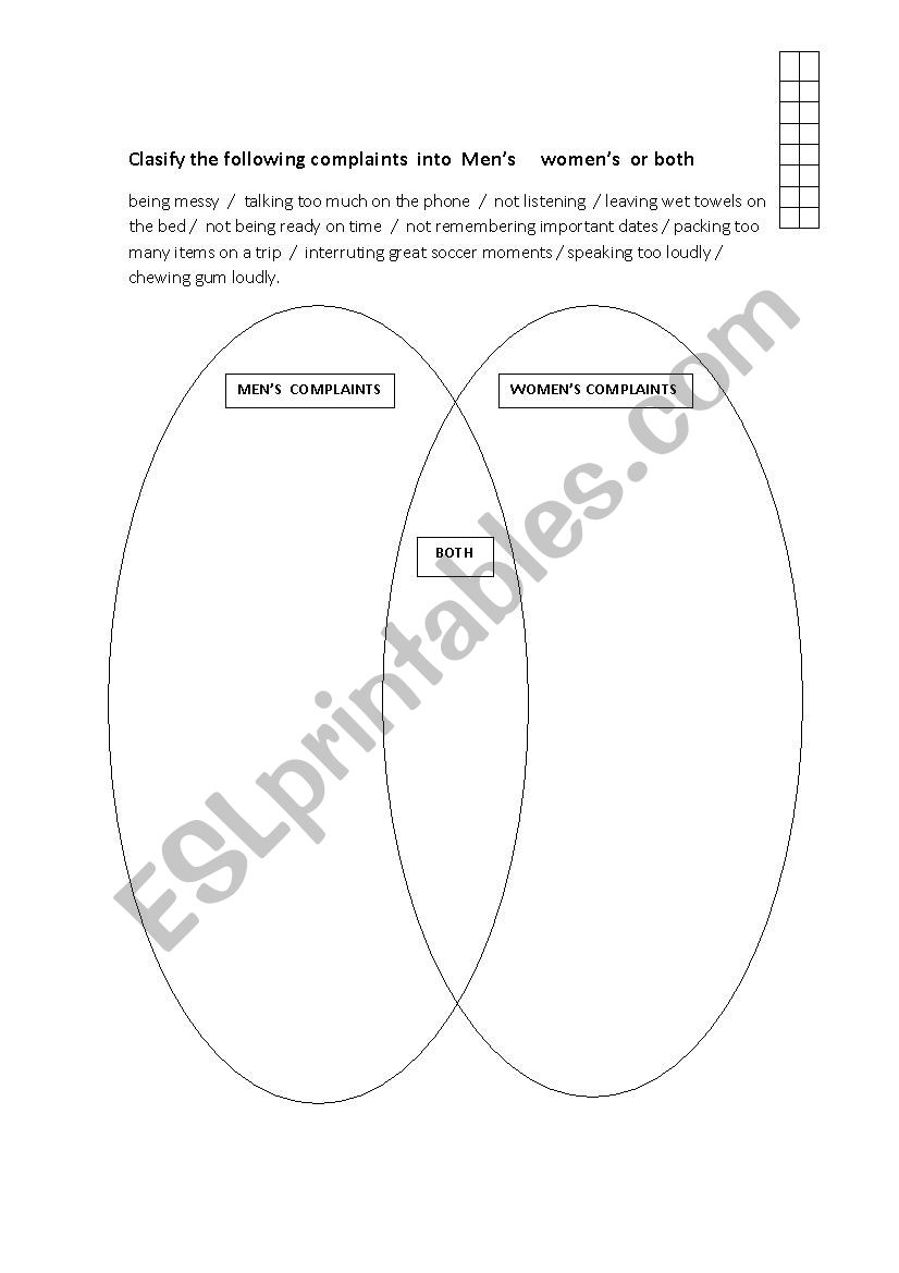 Annoying habits worksheet