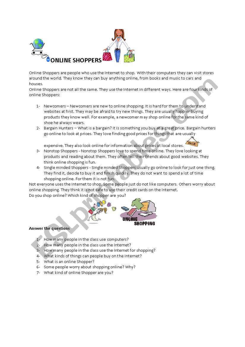 Online Shoppers  worksheet