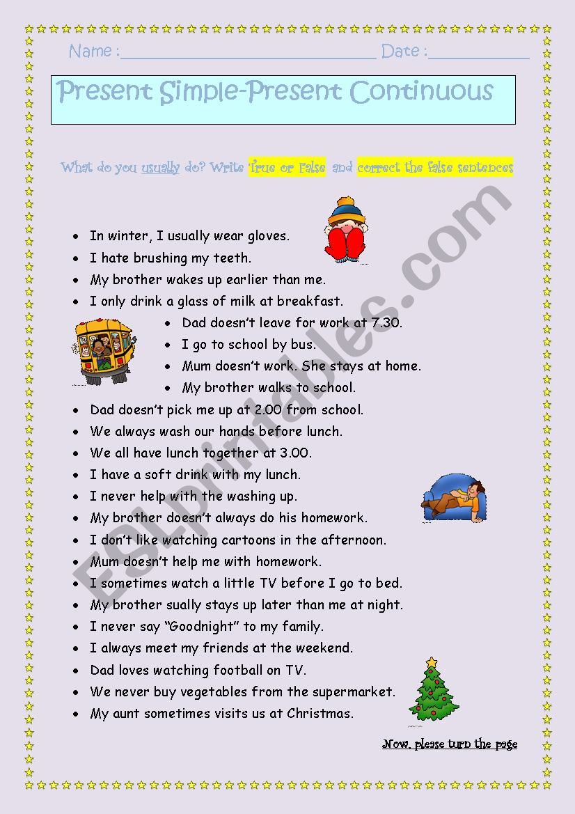 Present Simple and Present Continuous***personalised answers *** fully editable***