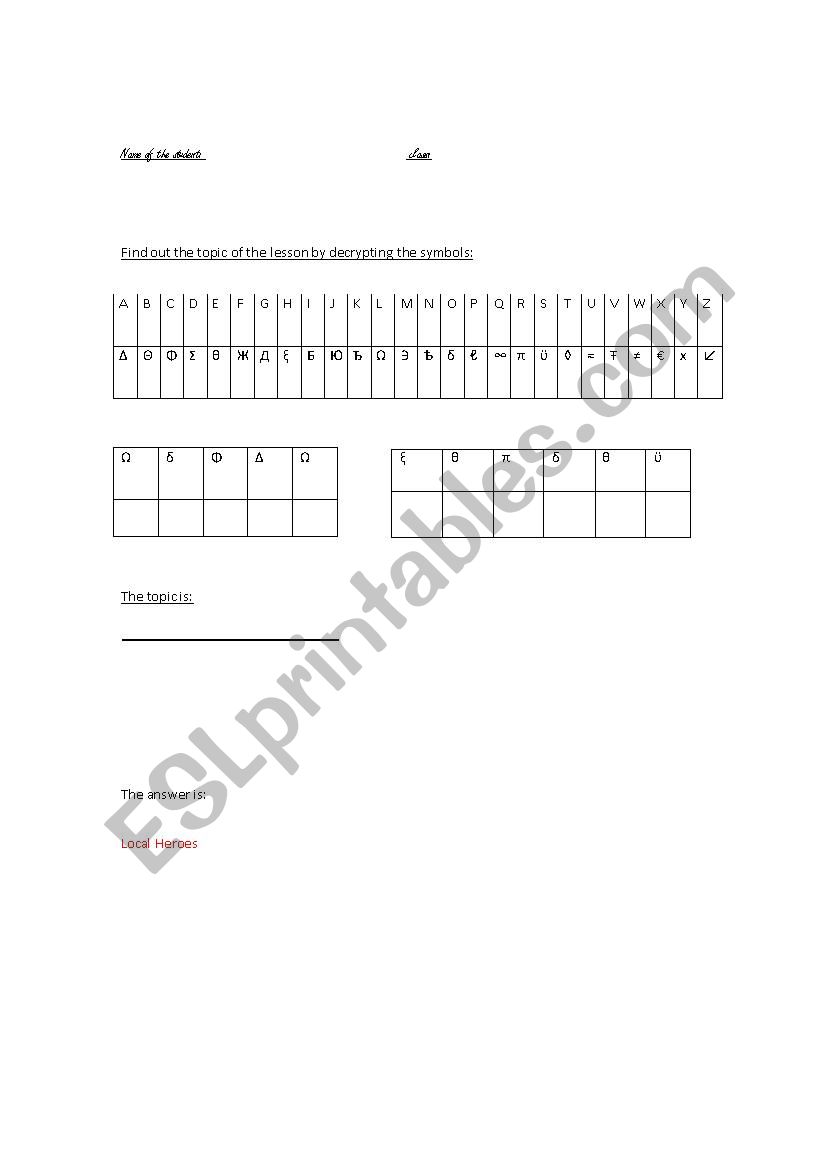 decoding the title worksheet
