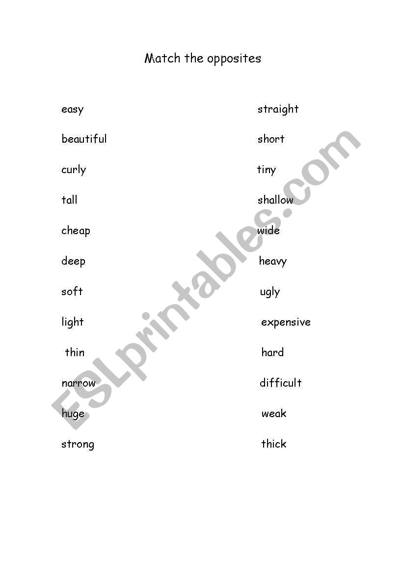 Match the Opposites worksheet