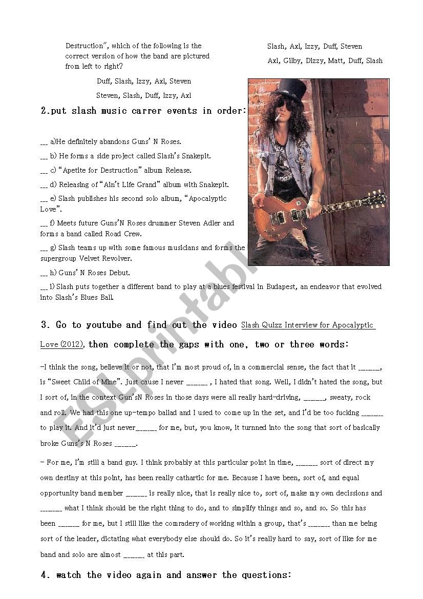 Patience Guns´n Roses - ESL worksheet by Re_cris