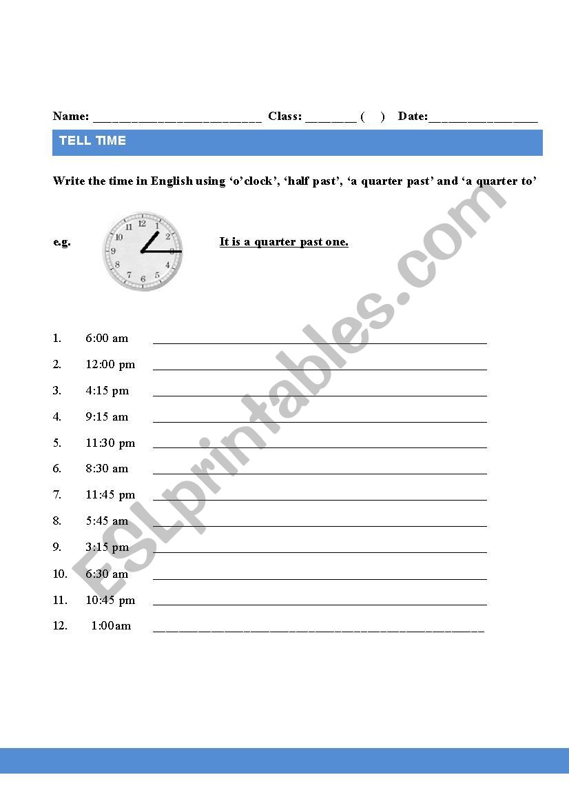 Time worksheet