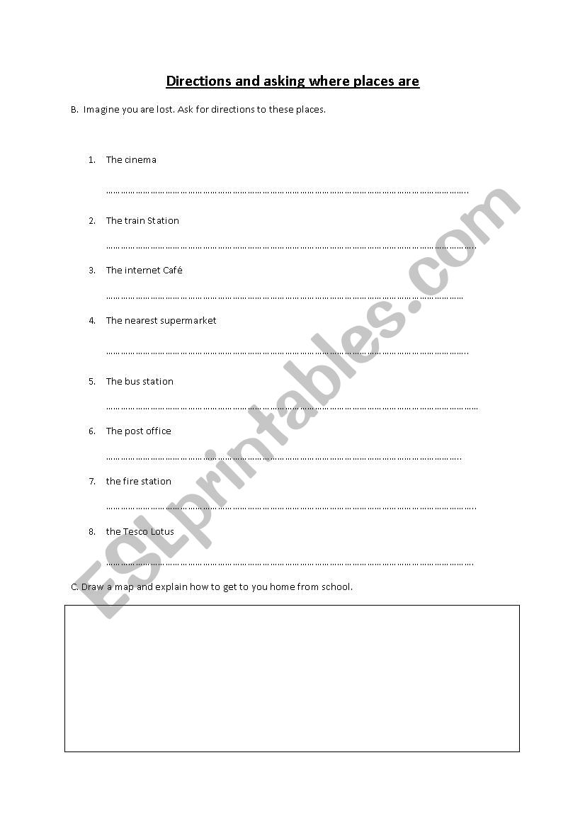 Directions worksheet