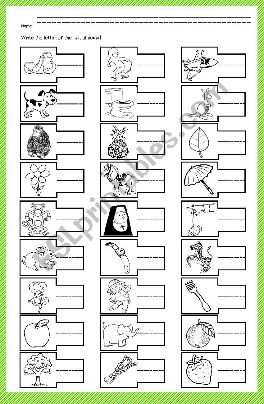 Initial Sound Phonics A to Z worksheet