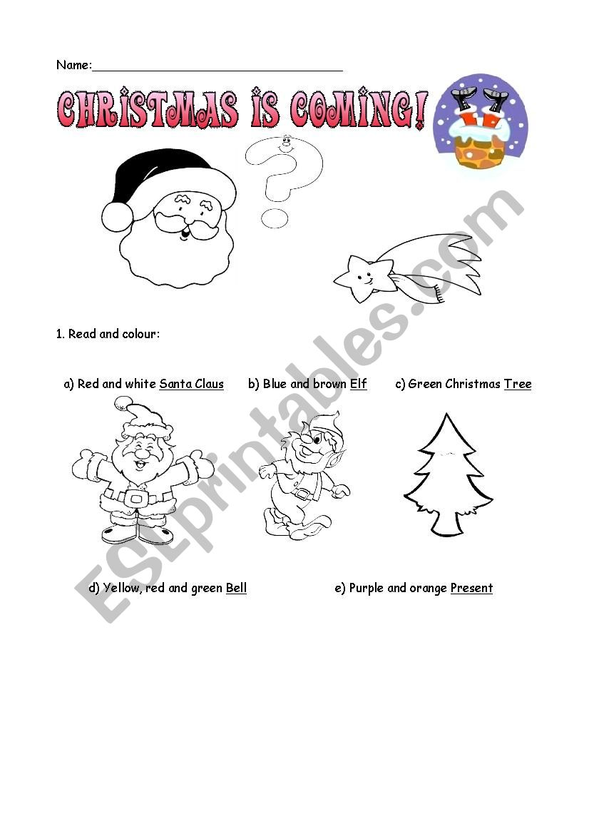 Christmas is coming worksheet