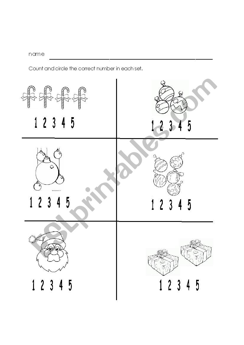 Count the ornaments. worksheet