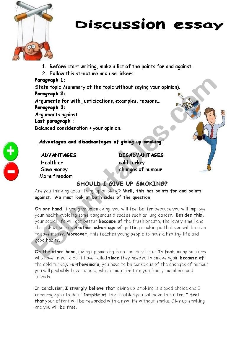 discussion essay structure worksheets
