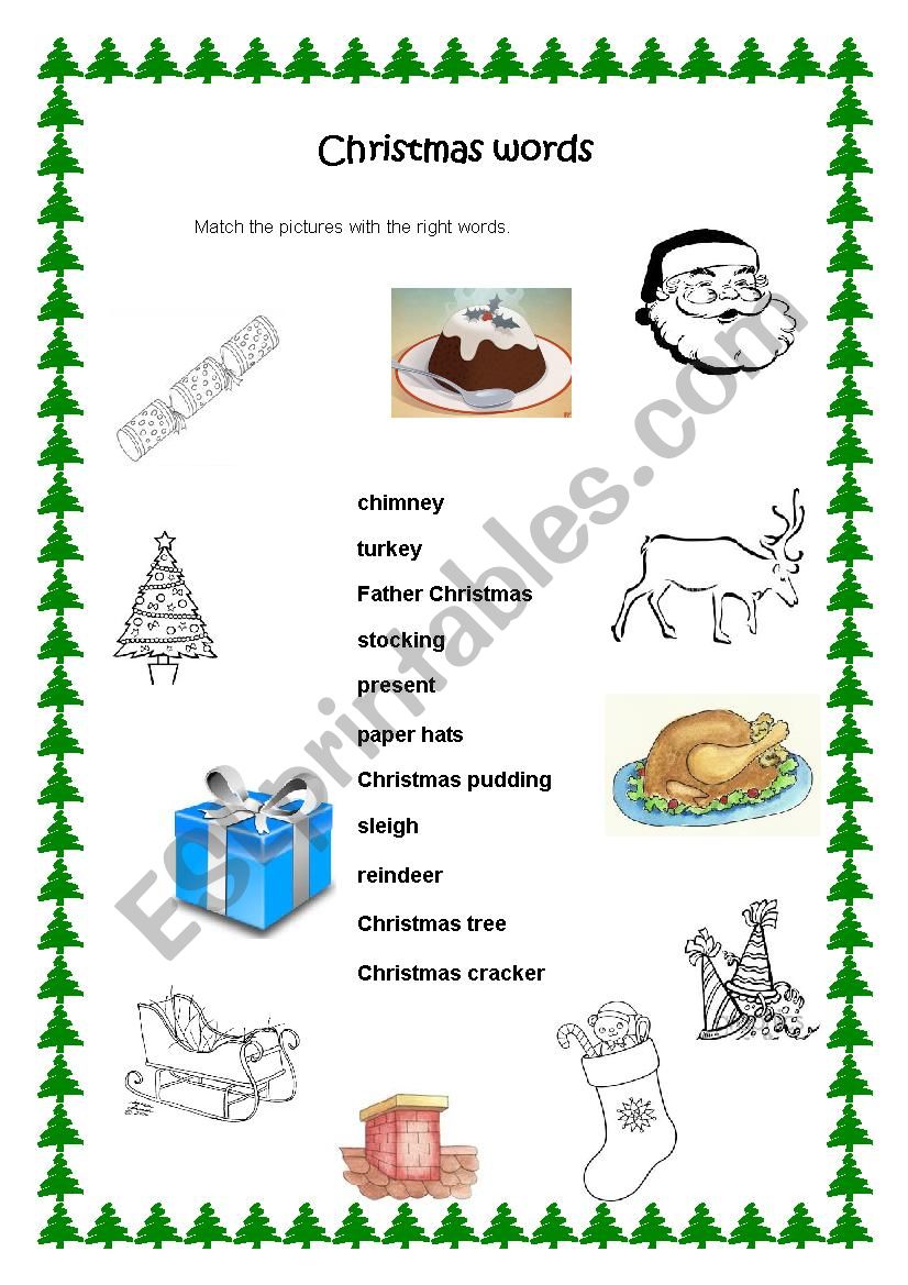 Christmas words worksheet