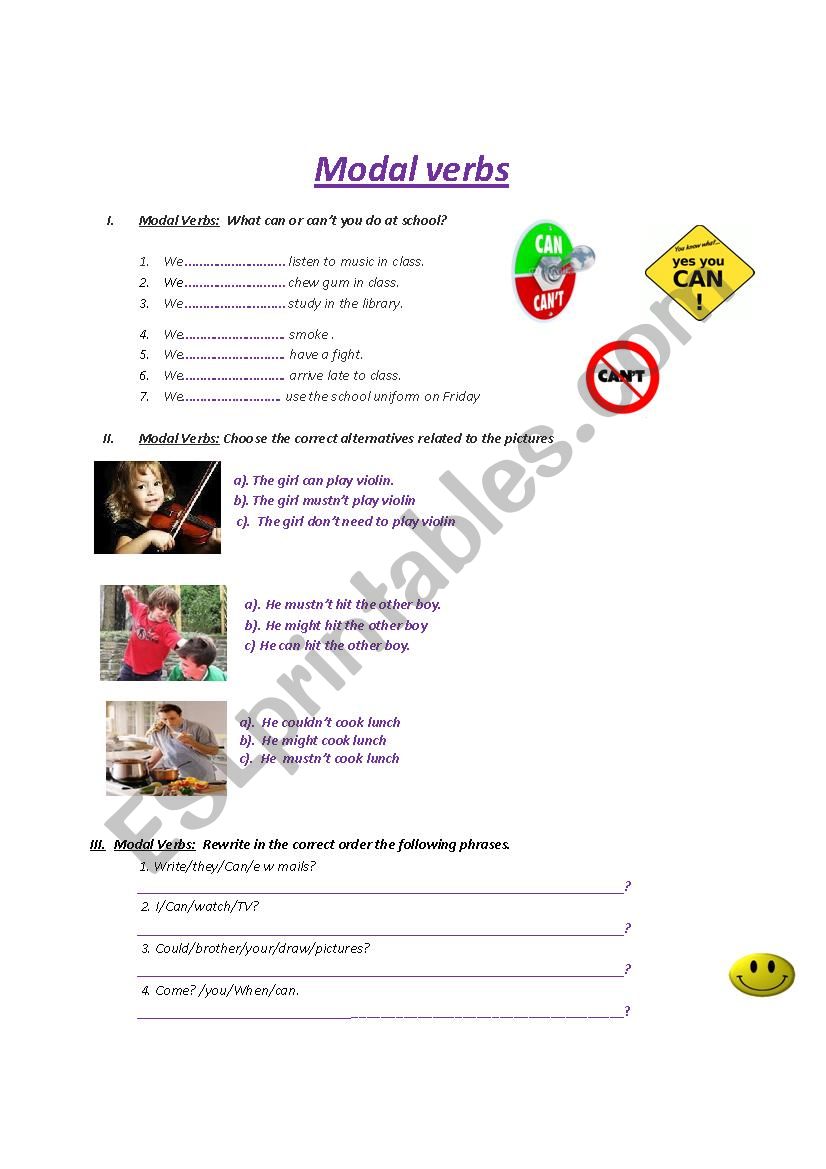 Modal Verbs worksheet