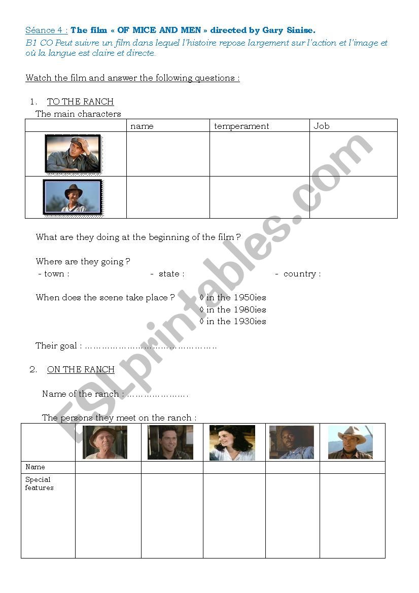 OF MICE AND MEN - ESL worksheet by Izee41