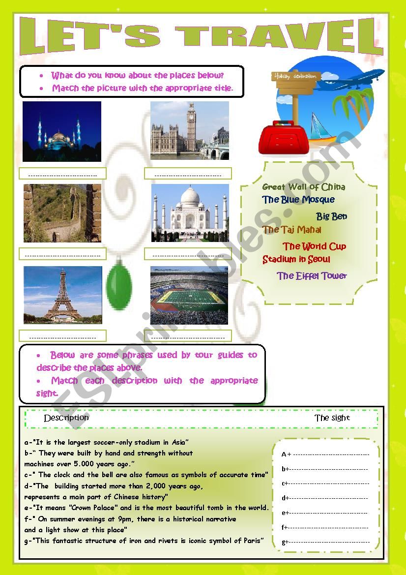 LETS TRAVEL (3PAGES) worksheet