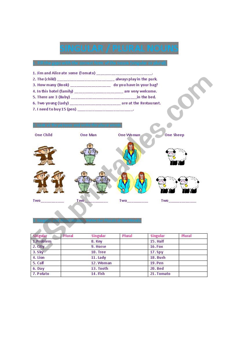 Plural Nouns worksheet