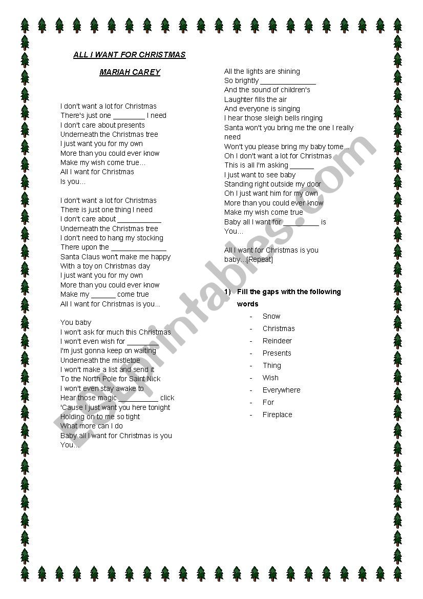 Christmas Song - ESL worksheet by AR_GONZ