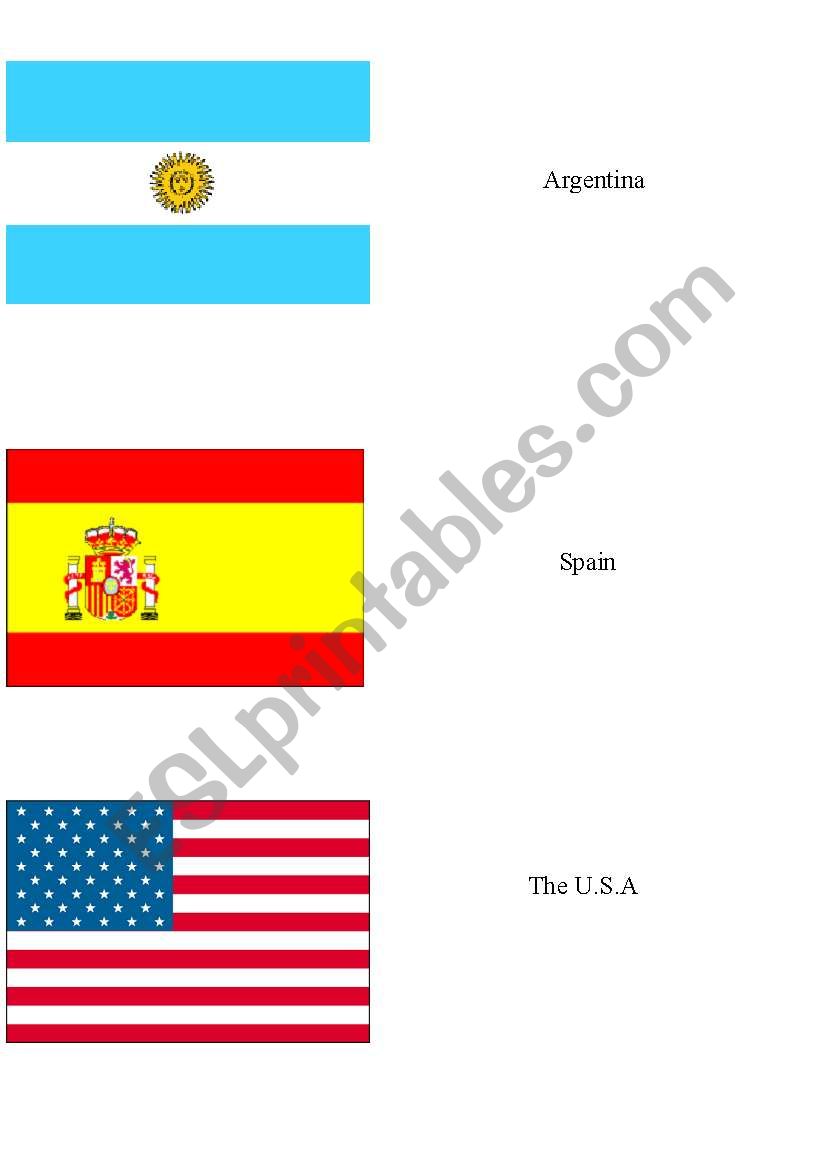 memory game + flags worksheet