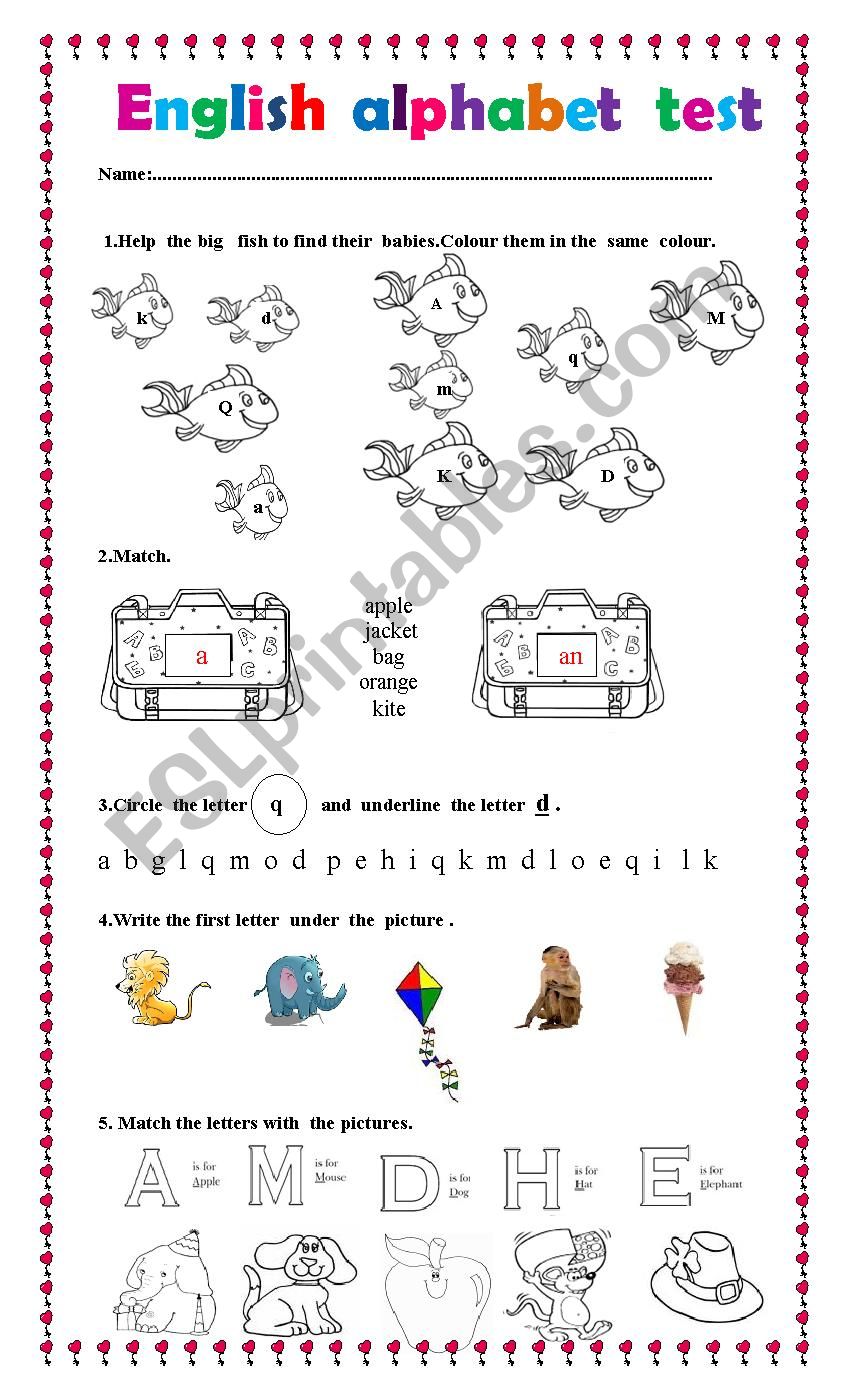 ABC Test ESL Worksheet By Krasimira