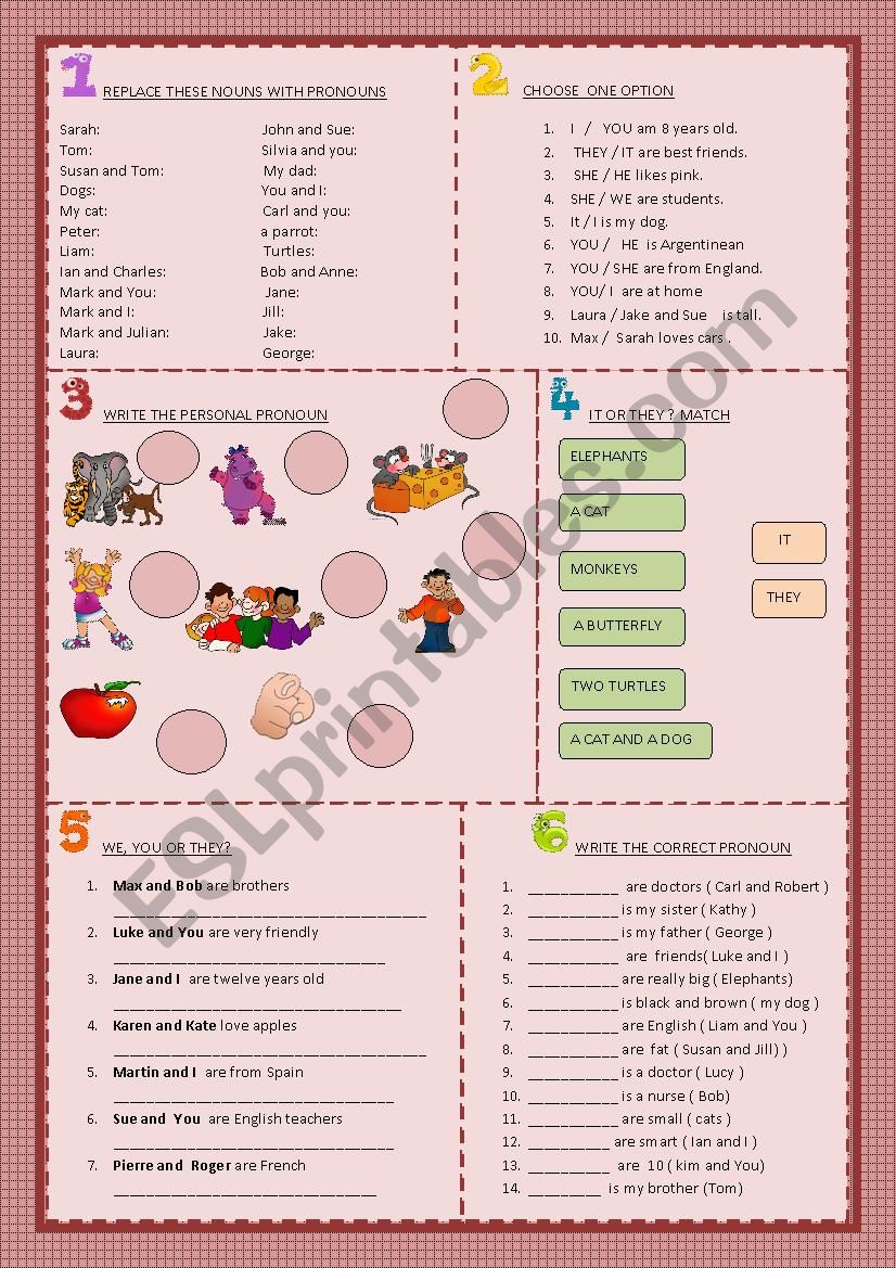 personal pronouns  worksheet