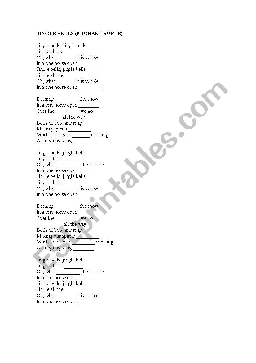 Jingle Bells Michael Bublé - ESL worksheet by nirega