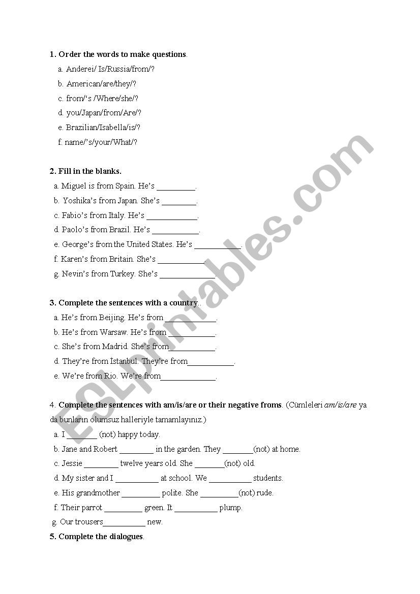 Exam for beginners worksheet