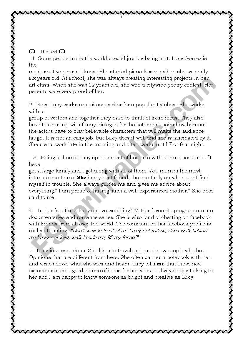 first year end of term test n°1 - ESL worksheet by lojein