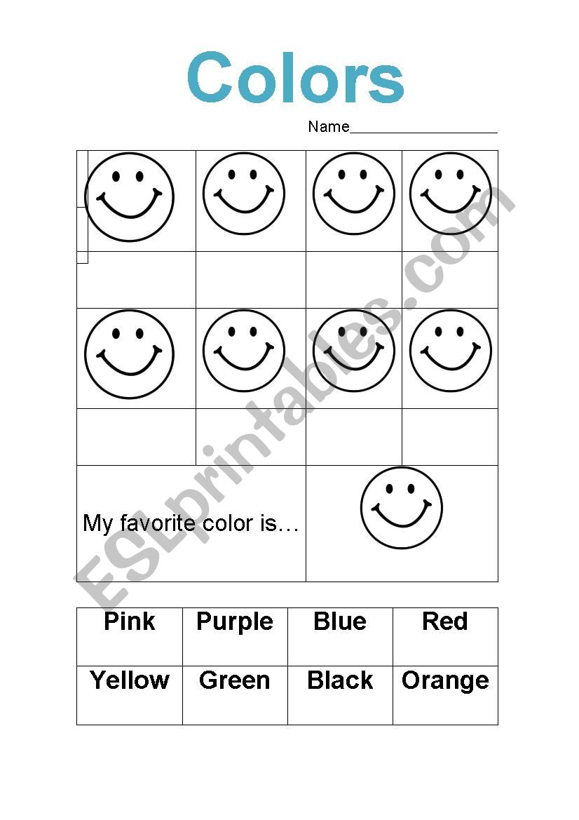 My Favorite Color Worksheet For Kids