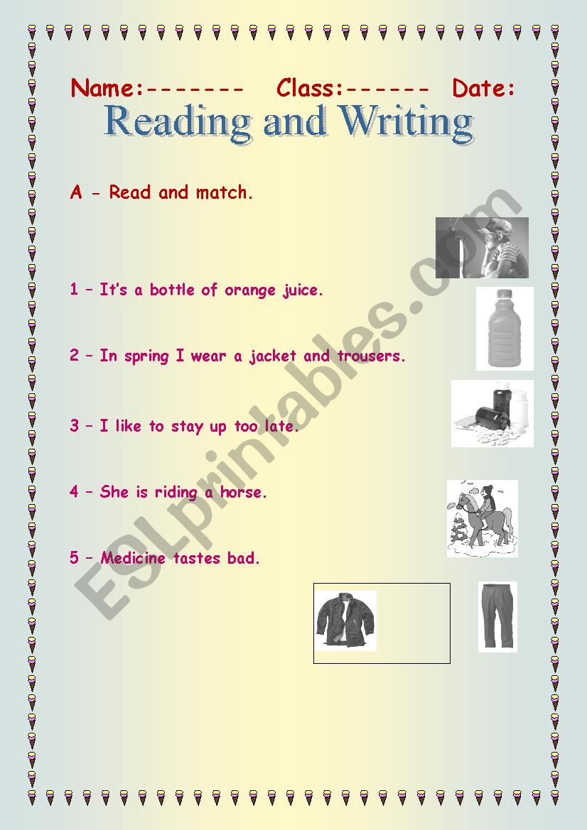 Reading and Writing  worksheet