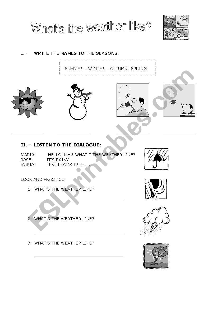 what´s the weather like? - ESL worksheet by Susana Ascencio