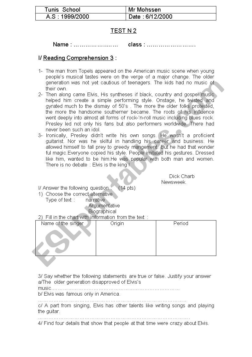 exam english worksheet