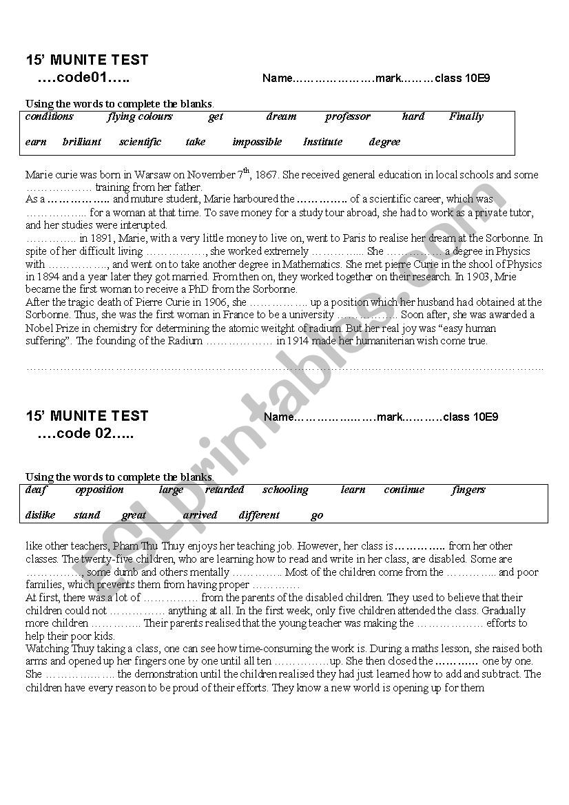 complete a passage worksheet