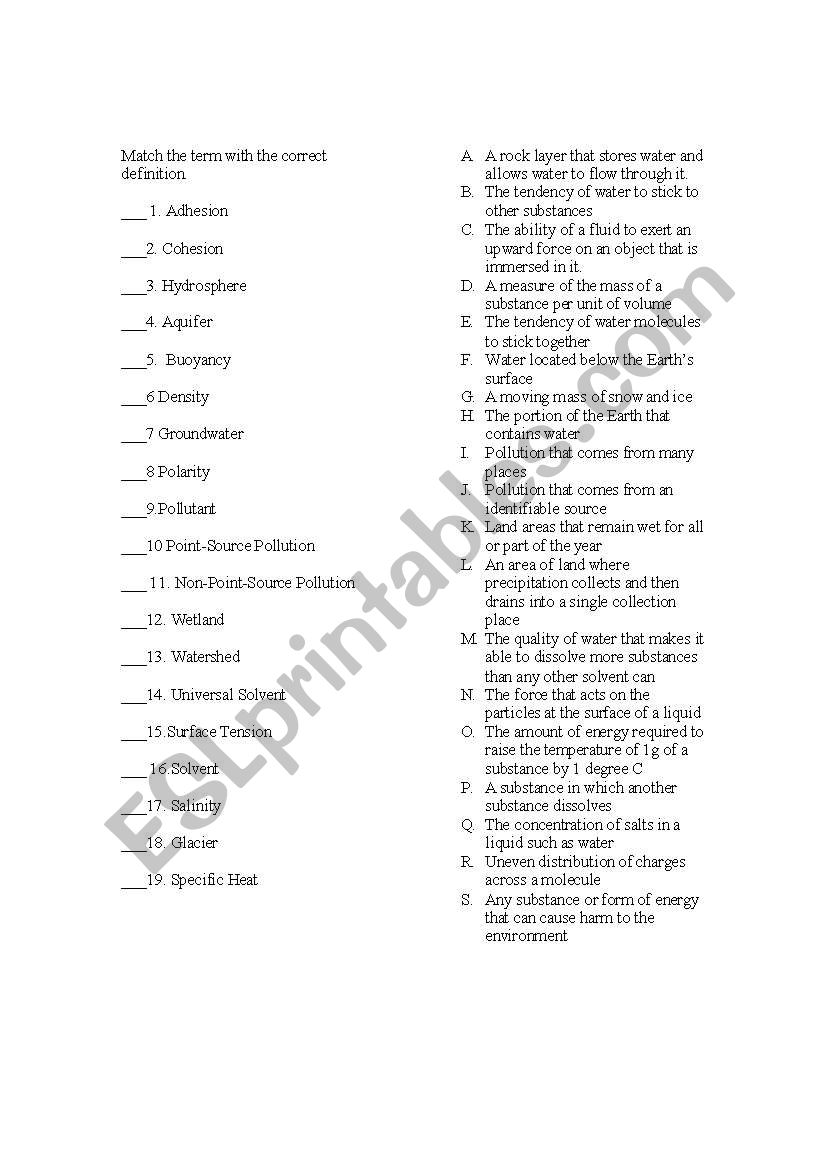 Assessment worksheet