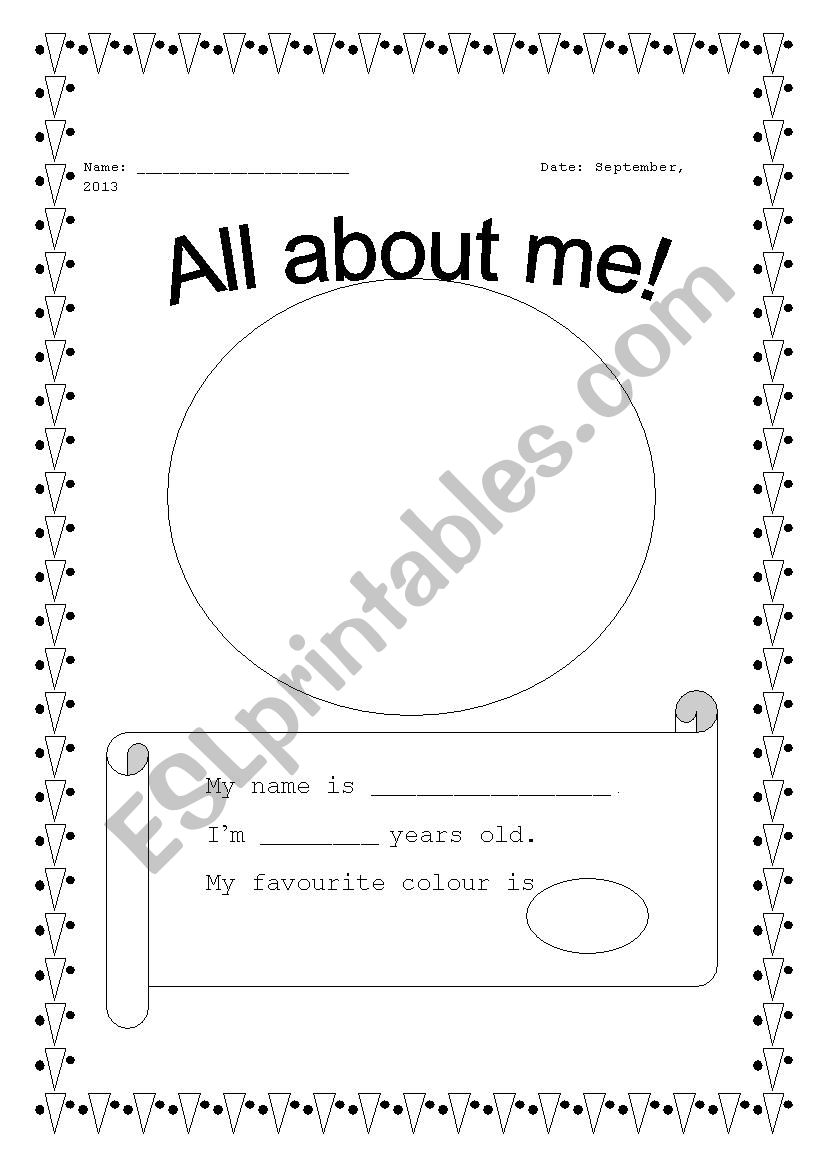 All about me worksheet