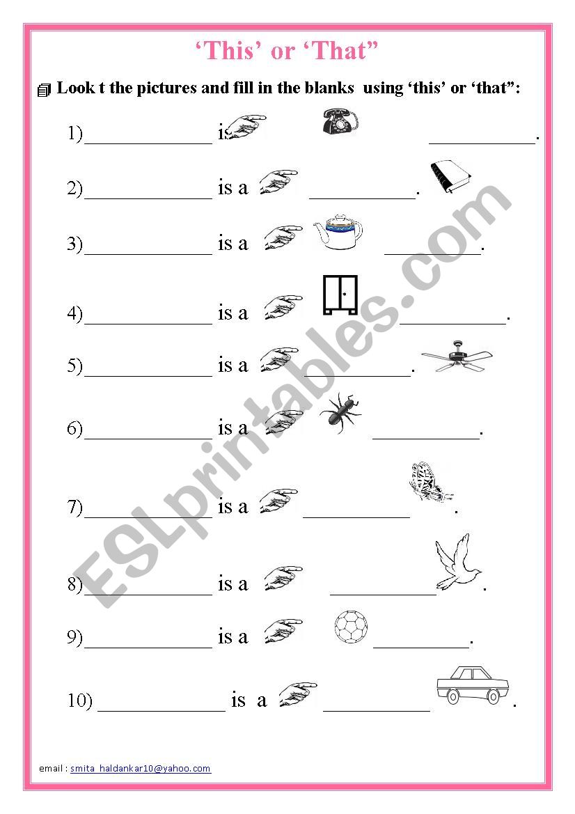 ´This´ or ´That´ - ESL worksheet by smitahaldankar