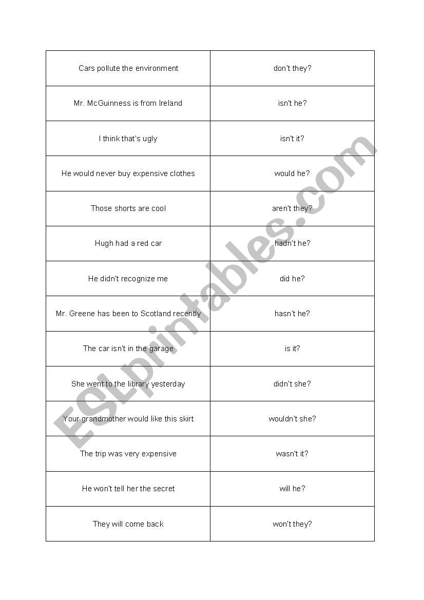 tag questions esl worksheet by chimene999